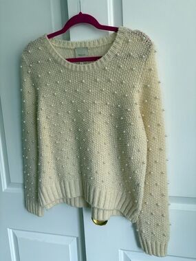 Mason Ivory Knit Sweater w Pearl Detail Sz Small